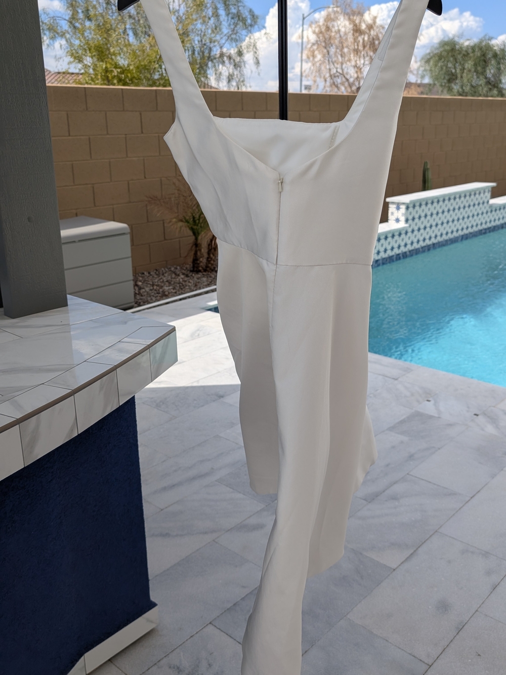 Dessy Collection White Square-Neck Formal Dress Size 10R